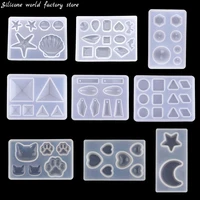 silicone world crystal epoxy resin seashell heart cat claw geometric shape silicone molds diy jewelry pendant silicone molds