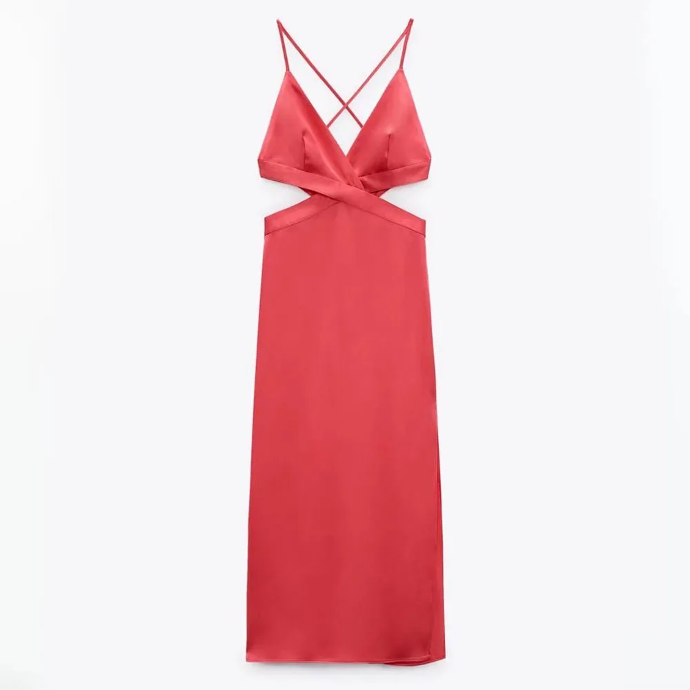 

PB & ZA2022 summer new women's clothing fashion temperament sexy backless hollow design silk satin textured dress