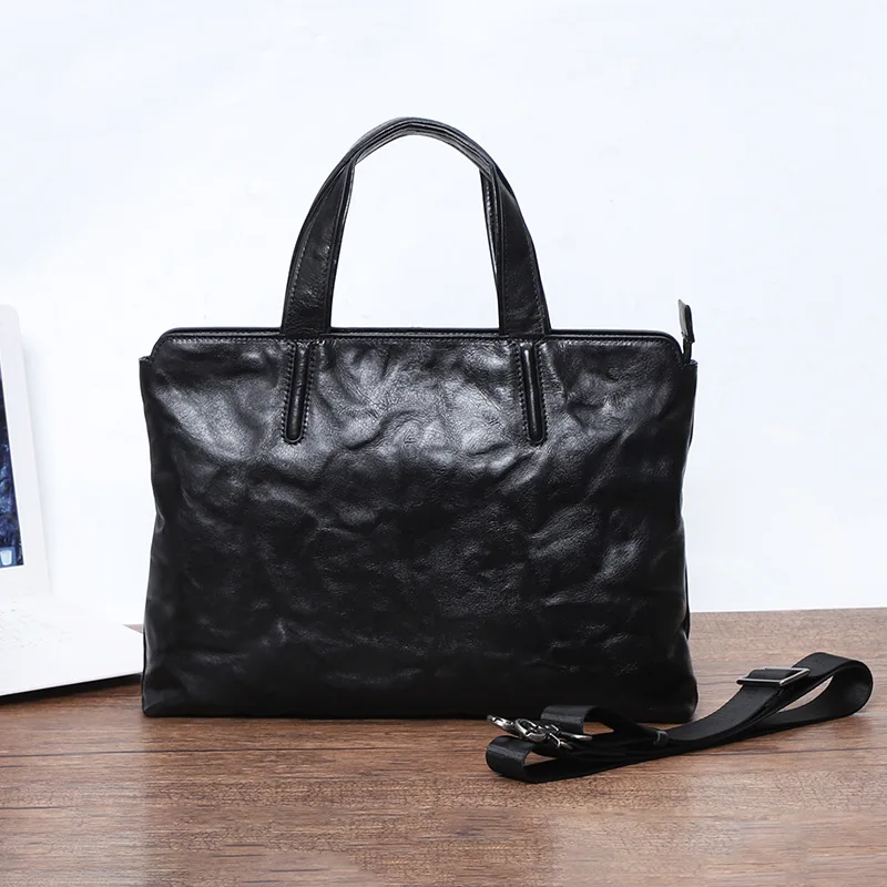 

AETOO Men's bag leather men's handbag Korean version men's business briefcase first layer cowhide computer bag shoulder bag
