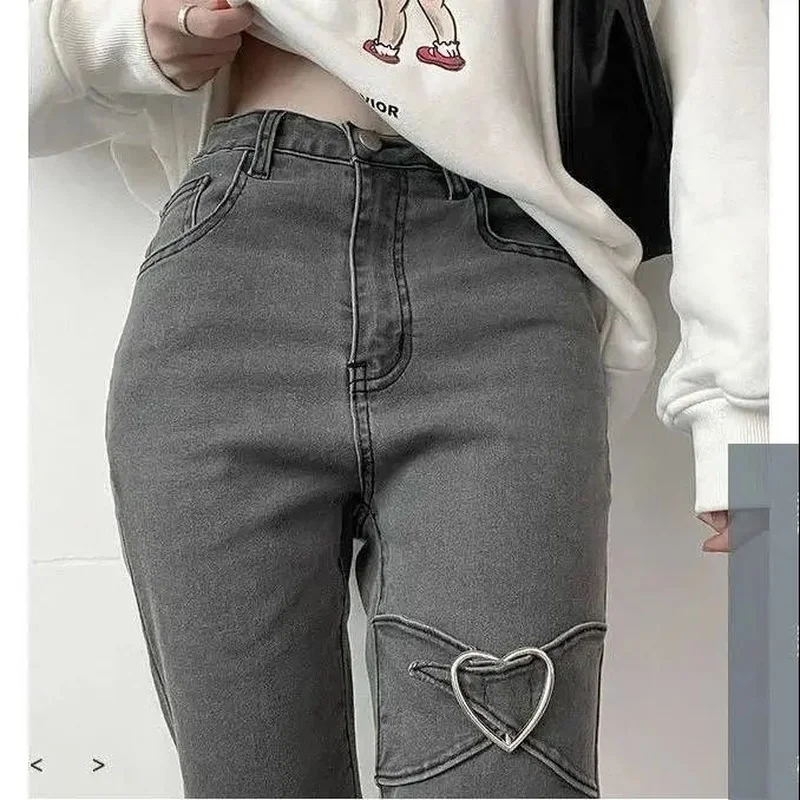 Женские джинсы с высокой талией Love design sense baby повседневные свободные узкие модель