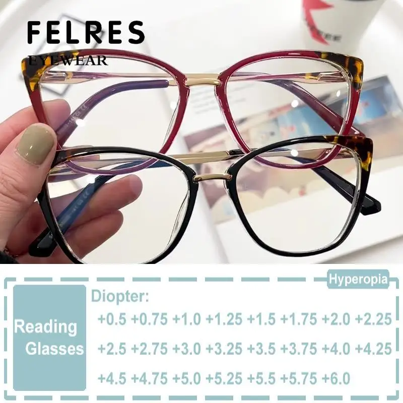 Модные очки кошачий глаз с защитой от голубого света для дальнозоркости Женские