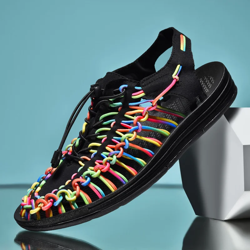 

Men's Summer Sandals Fashion Design Knitting Shoes Unisex Casual Beach Sandals Outdoor Non-slip Sandalias Hombre Big Size 47 48