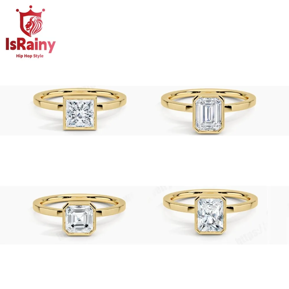 IsRainy 1 карат VVS1 D Цвет Муассанит Обручальное Кольцо S925 Стерлинговое Серебро 18 К