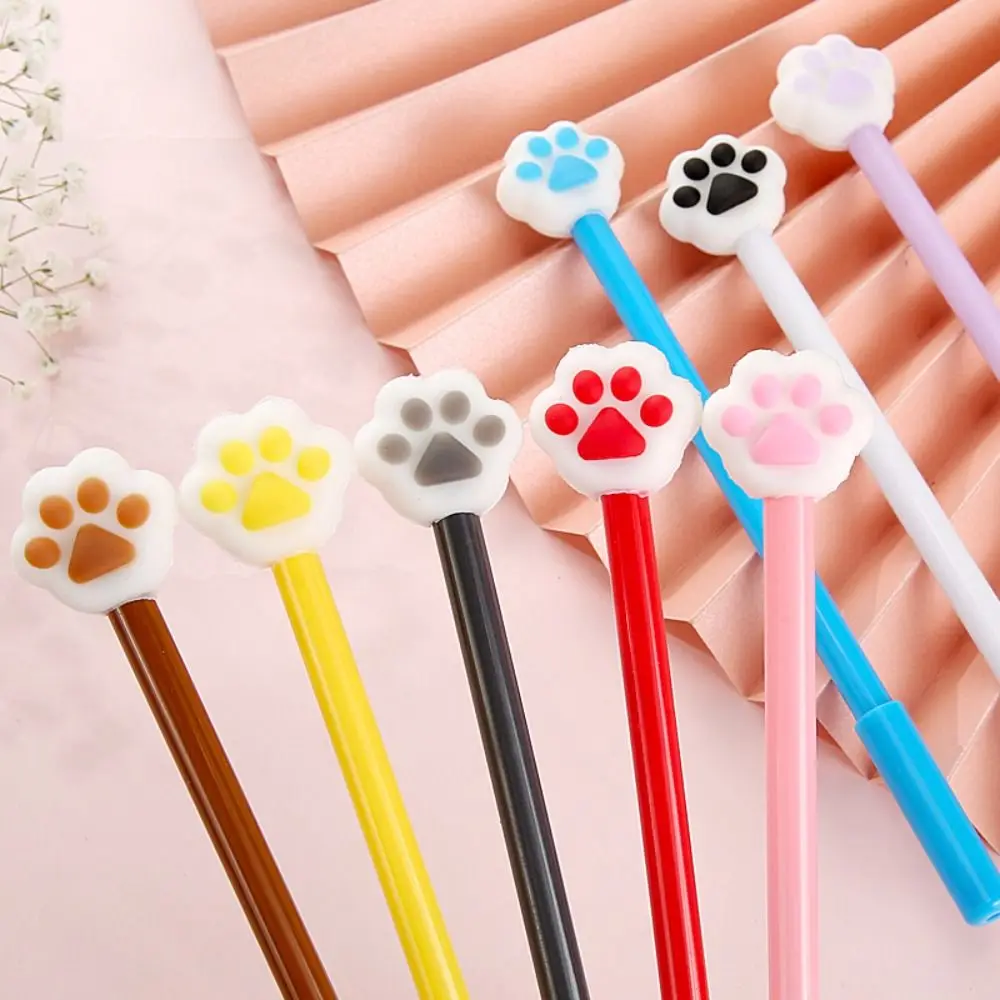

8PCS/Set Cartoon 3D Cat Claw Shaped PVC Soft Rubber Creative Stationery Signature Pen Students Gift Gel Pen Neutral Pen