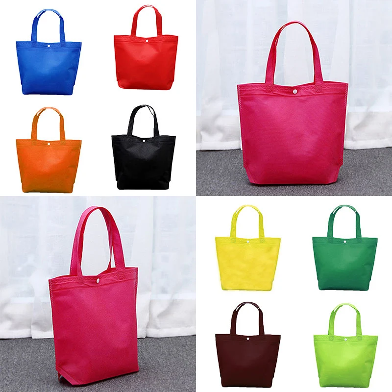 

Reusable Shopping Bag Large Capacity Solid Color Women Shoulder Tote Non-woven Environmental Shopping Handbag Folding Bag