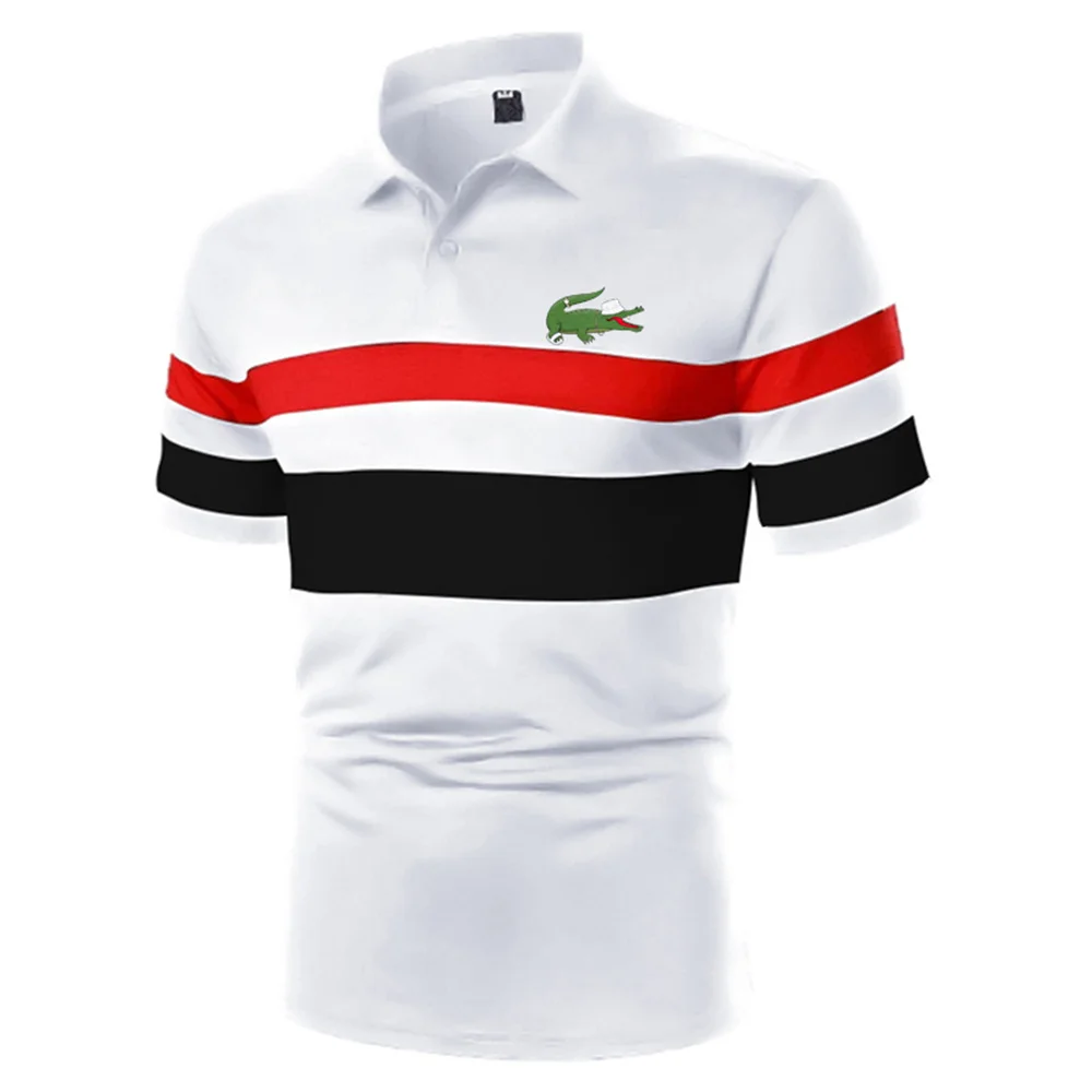 

Summer Men's Short -sleeved Casual Color Matching Print Lapel POLO Shirt