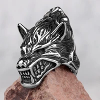 stainless steel men rings wolf animal punk rock hip hop personality for biker male boyfriend jewelry creativity gift wholesale