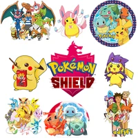 anime pokemon game pikachu patches for clothing heat transfer stickers printing anime t shirt hoodies for kids boys appliques