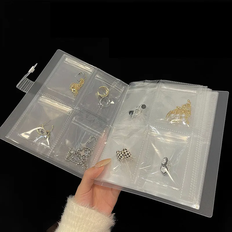 160/84 Grid Anti-oxidation Jewelry Storage Bag Necklace Earings Rings Display Cover Desktop Drawer Organizer Dust-proof Book Box
