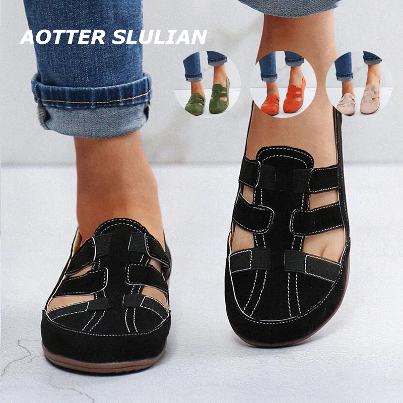 

Premium Orthopedic Sandals Platform Comfortable Walking Shoes Women's Retro Footwear Elastic Band Anti-slip Sole Flat Sandalias