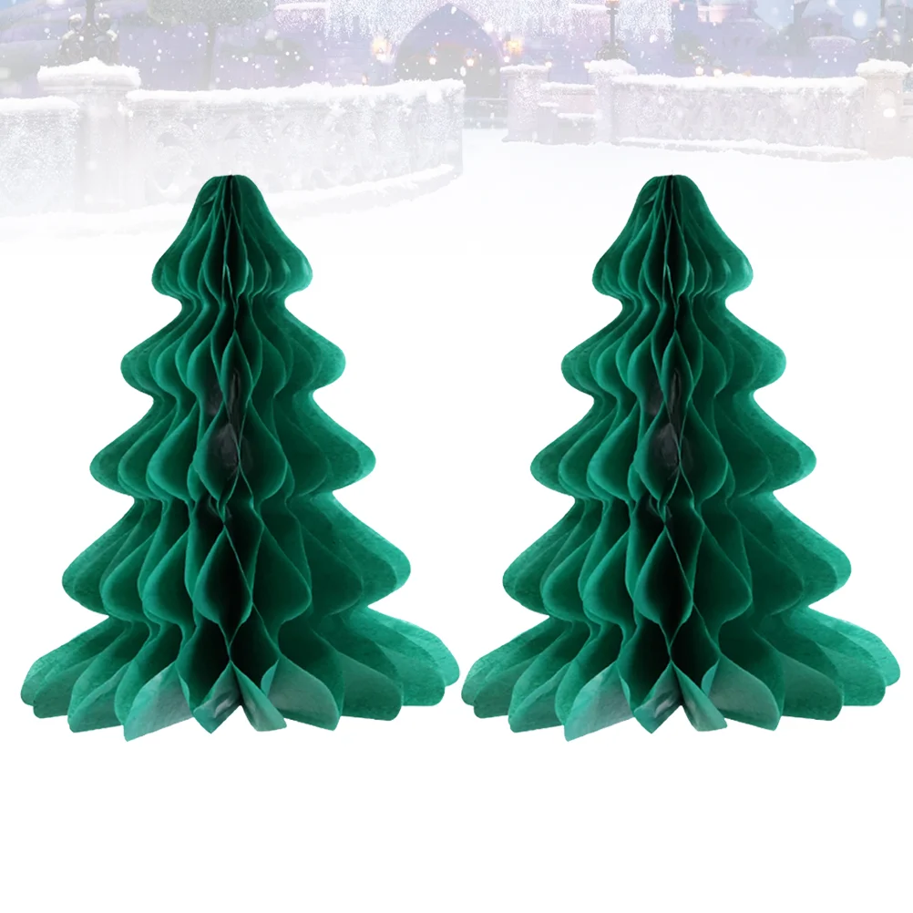 

Christmas Tree Honeycomb Paper Xmas Table Hanging Centerpiece Ornaments Decoration Decor Party Trees Desk Favors Gift Ornament