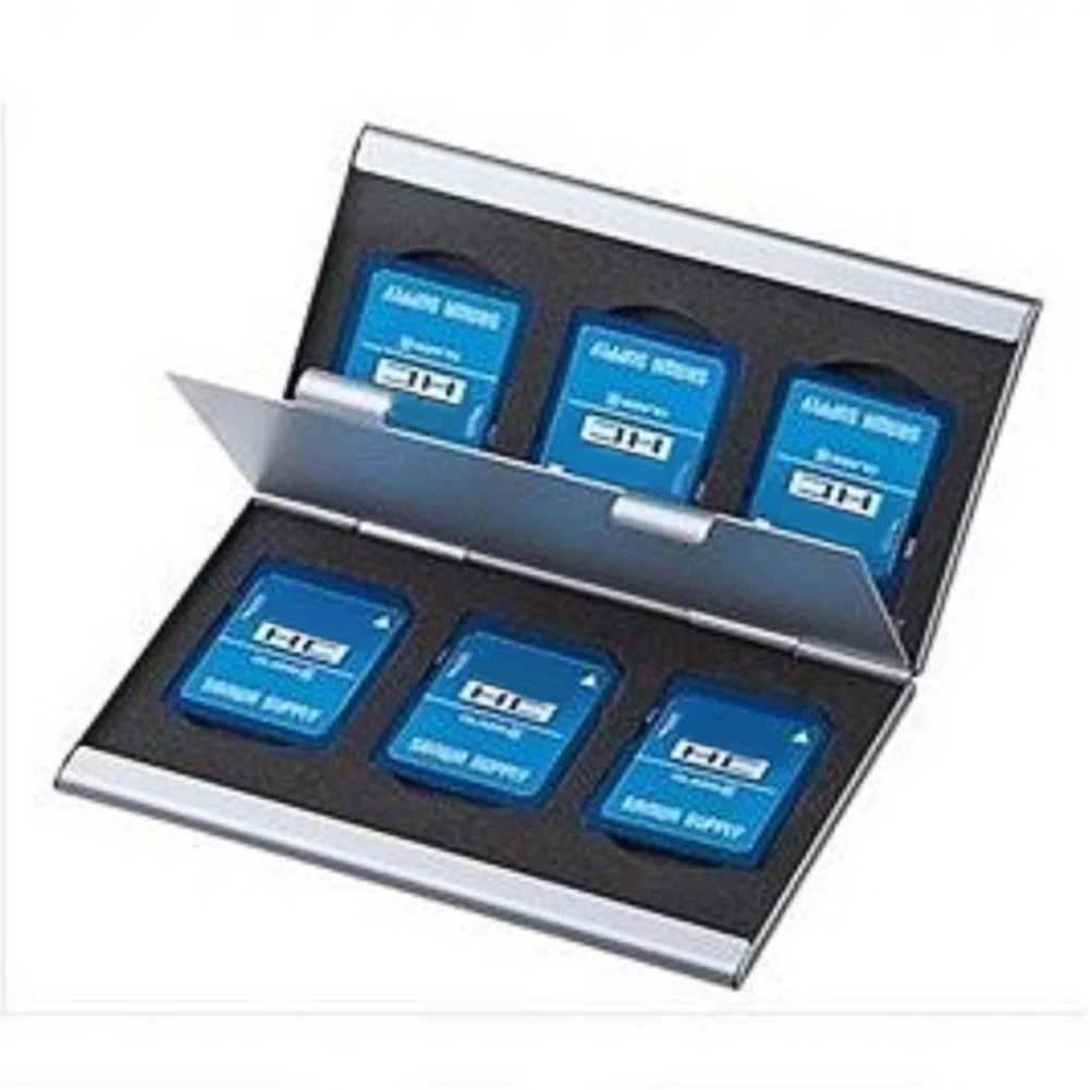 

Card Storage Box Aluminium Alloy Protecter Case 6 card Storage Boxes EVA Micro for SD MMC TF Memory Card Storage Box