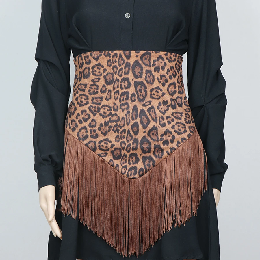 Тканевый пояс с леопардовым принтом и кисточками для женщин нерегулярный