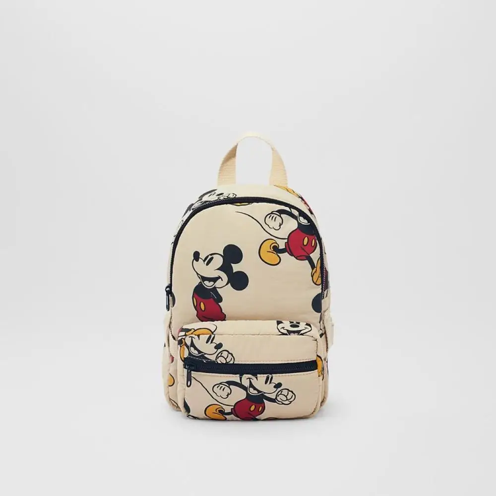 

Disney cartoon Mickey shoulder female plush backpack+Waist bag school student bag Mickey print travel mommy bag