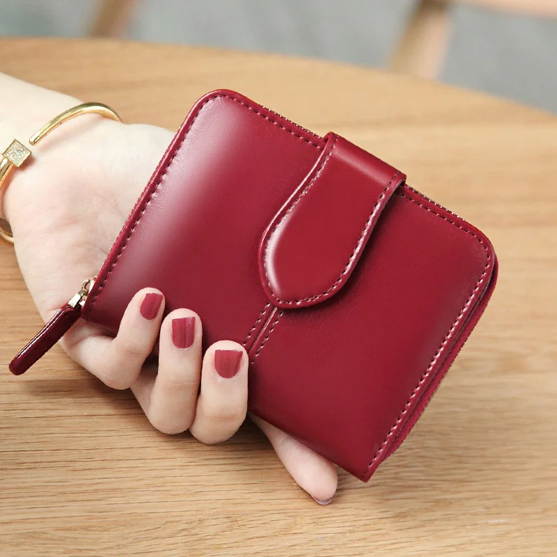 

Oil Wax Women Wallet Genuine Leather Small Short Zipper Card Holder Coin Purse Women Wallets 2023 2023 Purses for Womans Wallet