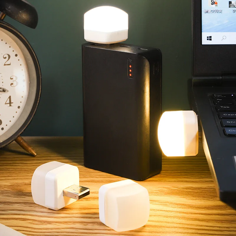 

Square Usb Light Portable Night Light Mini Usb Light Power Bank Port Led Light