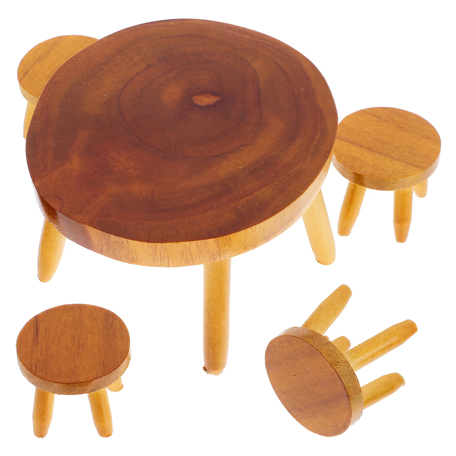 

Dollhouse Table Chairs Miniature Wooden Furniture Adorn Tiny Accessories Dining