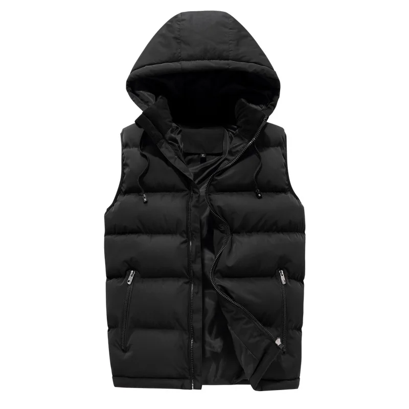 

Men's Detachable Hat Thickened Large Size Cotton Vest Thermal and Windproof Cross-Border Cotton Hooded Waistcoat Leisure Vest Yo