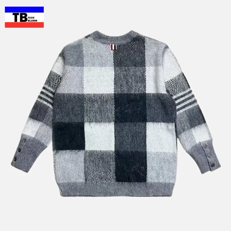 

TUCH BLUMM Thom Knitted Sweater Korean Fashion 2022 Autumn Brand Chessboard Mohair Four Bar Warm TB Pullover Ropa Hombre