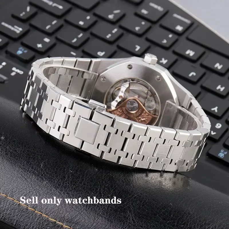 Фото Серебряный браслет из нержавеющей стали 904L для AP 15400 Audemars Piguet Royal Oak ремешок мужские ремешки для часов 21 мм 26 мм №1