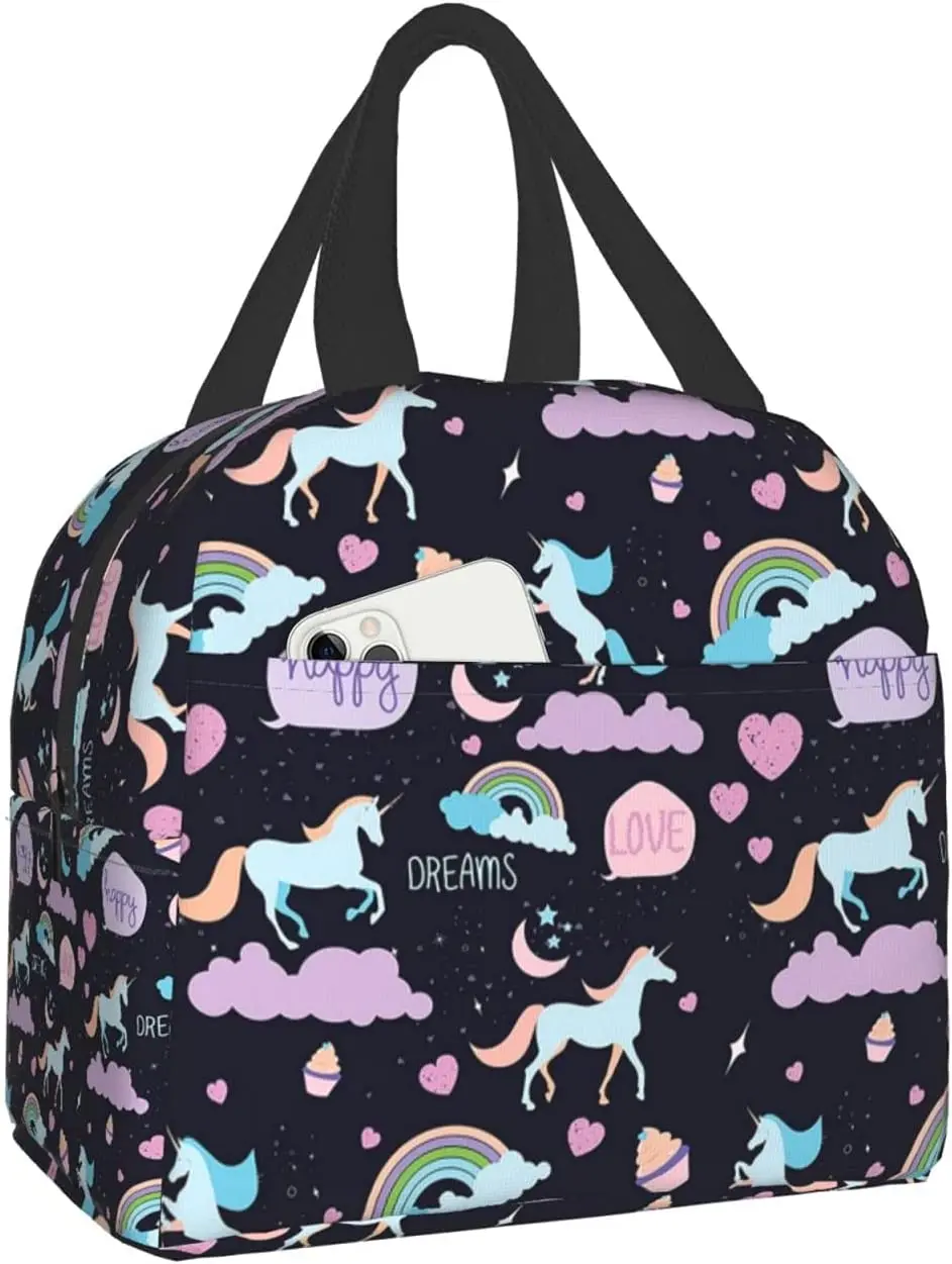 

Unicorn Lunch Box Insulated Cooler Bag Water-Resistant for Women Girls Boys Picnic Shcool Work Lunch Bag Bento Box One Size