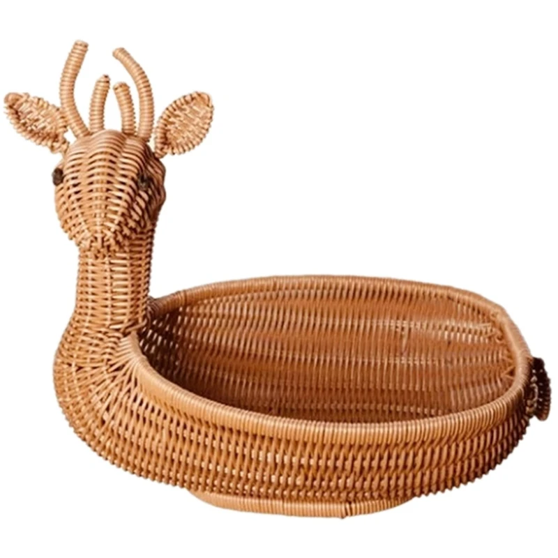 

Creative Hand-Woven Imitation Animal Fruit Storage Basket Fawn Fruit Plate Storage Basket Nut Snack Basket