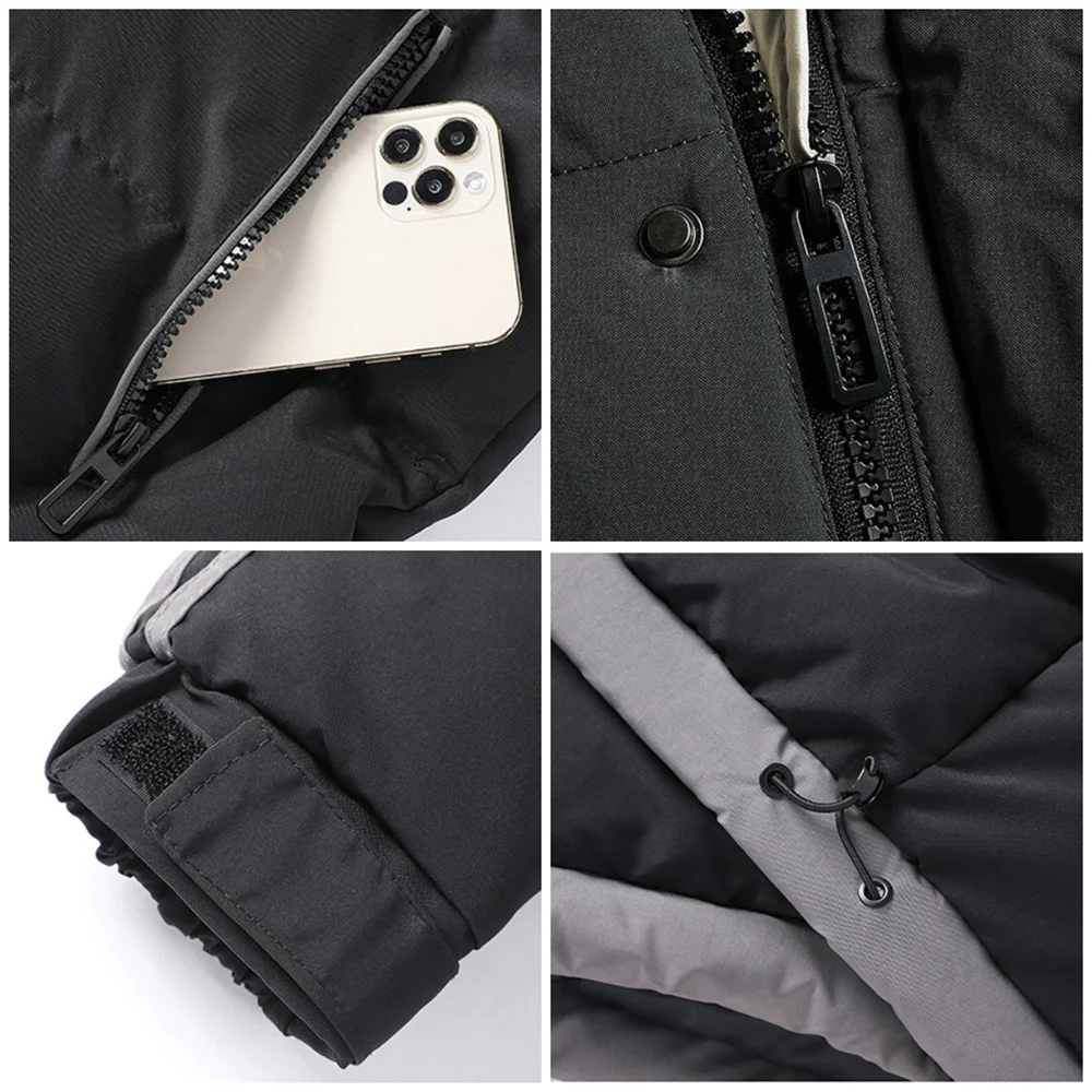 Winter Jacket Men Parkas Thicken Warm Coat Mens Hooded Solid Color Casual Parka Male Fashion Streetwear  Cotton Tops Clothes