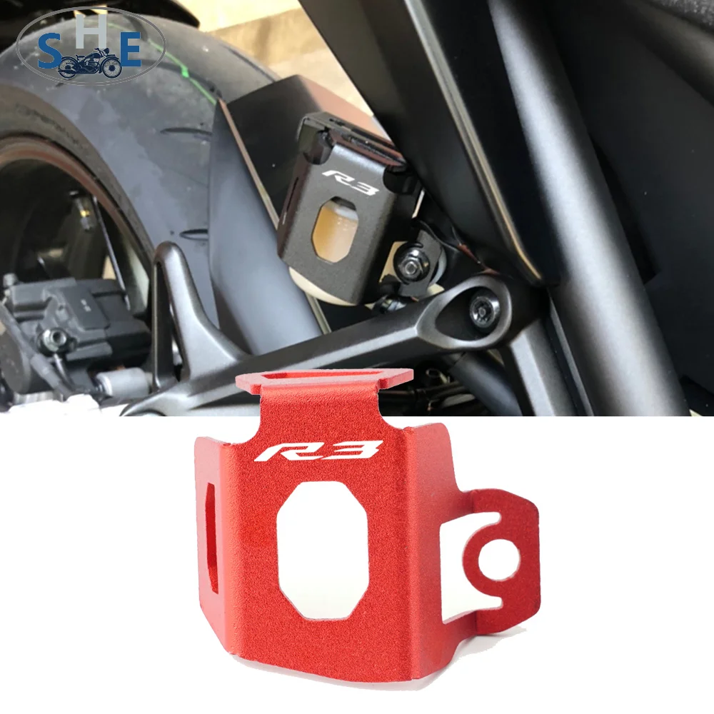 

With LOGO R3 For Yamaha YZF R3 YZFR3 2013-2021 Motorcycle CNC Accessories Rear Brake Fluid Reservoir Guard Cover Protector