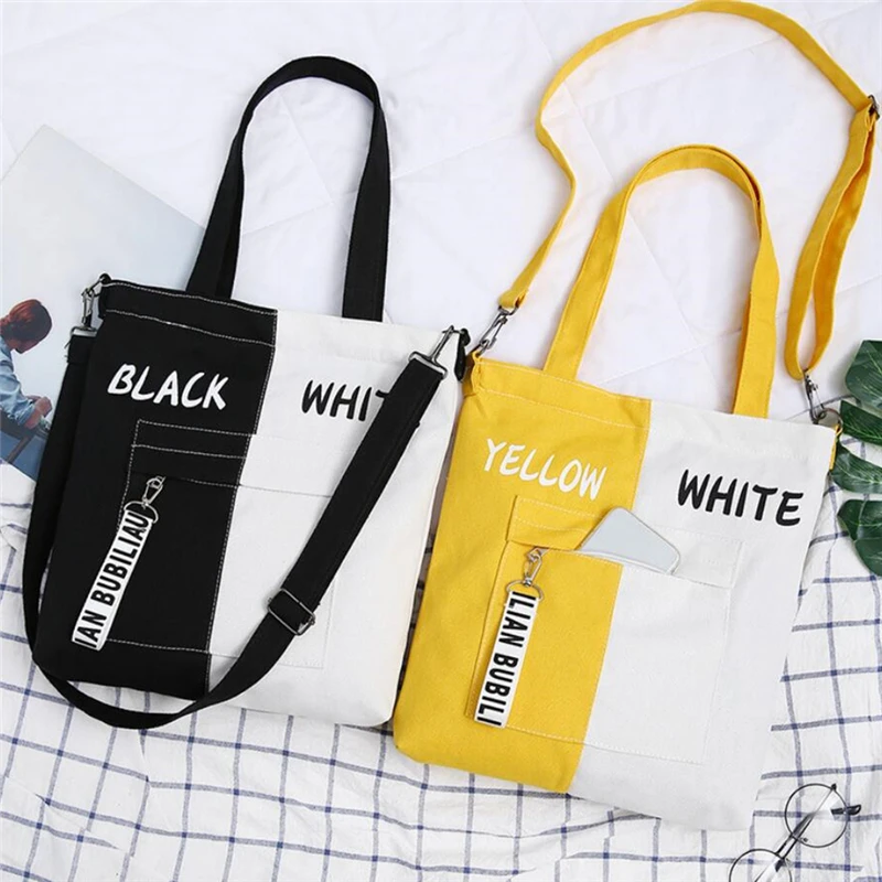 

New Brand Shopping Bag Casual Shoulder Bag Woman Vintage Cotton Canvas Bag Large Cloth Shopper Bags Beach Totes