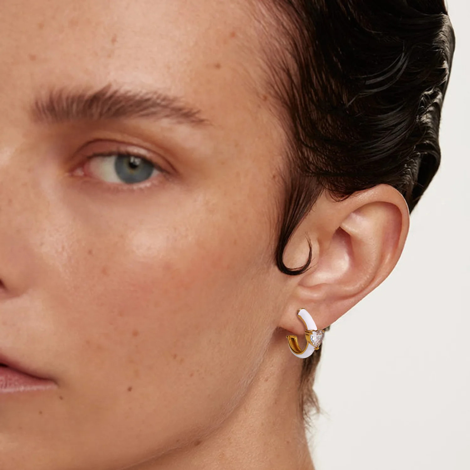 Stainless Steel PVD 18K Gold Plated Tarnish Waterproof Enamel Heart Hoop Earrings For Woman Jewelry Wholesale Trendy