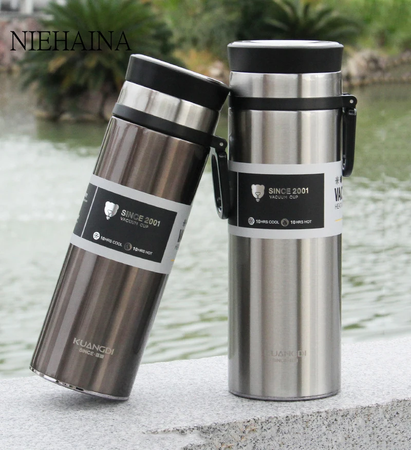 

Thermos Water Bottle Vacuum Outdoor Sports Cold Cups Tea Water Separation Thermos Cup Lift Ring Tea Stainless Steel Water Bottle