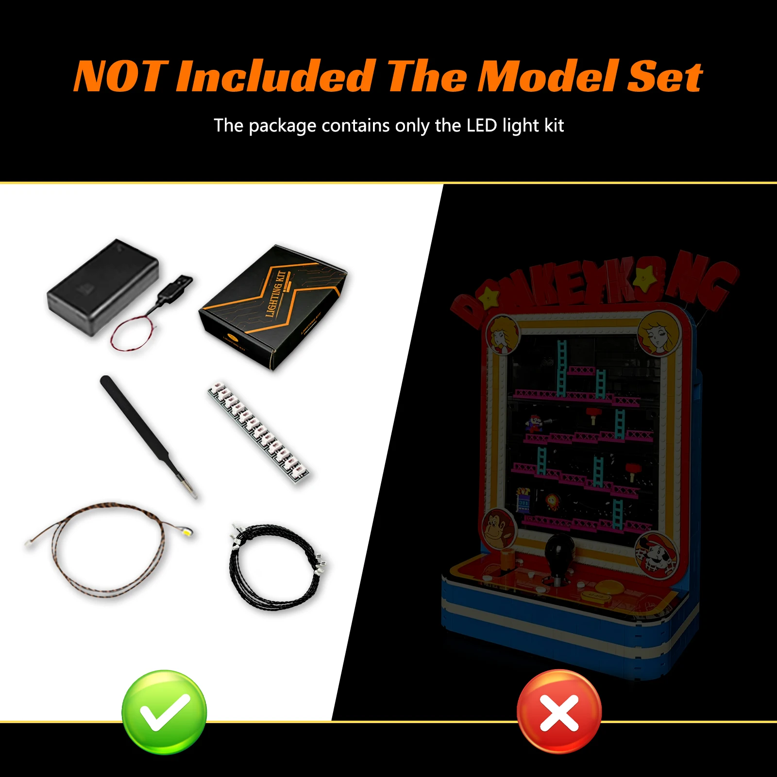 Фото Набор светодиодного освещения LYBMTWF, совместимый с Lego 72051 Donkey Kong Arcade (модель не входит в комплект). №2