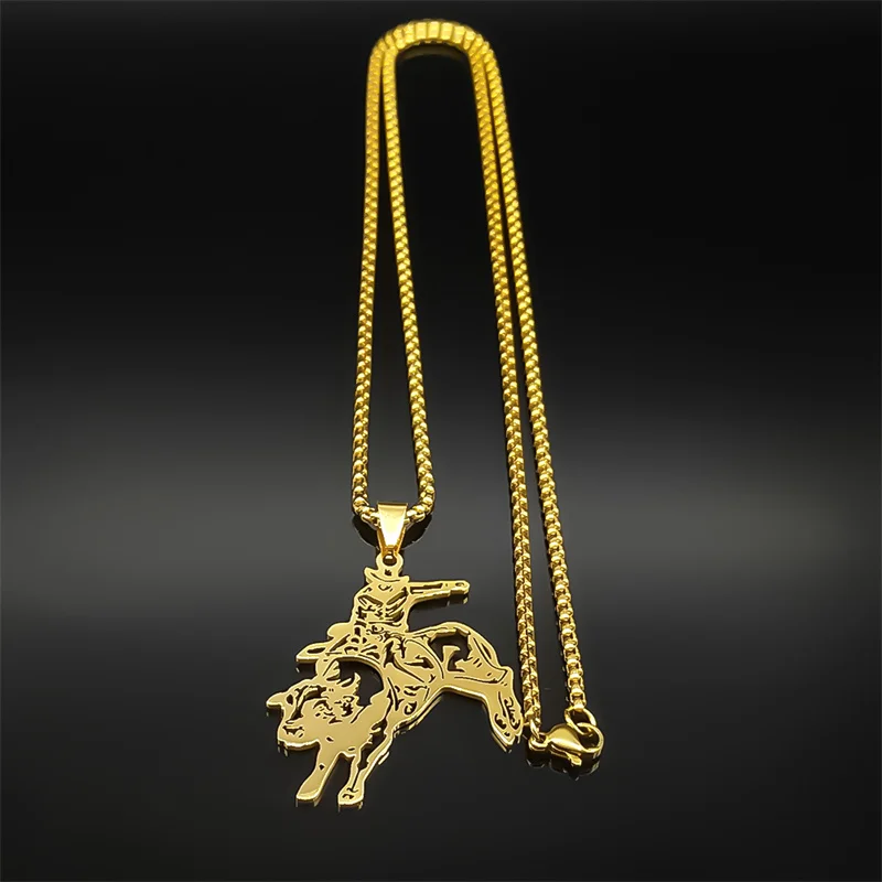 Ожерелье Power Aesthetics Toreador для женщин и мужчин нержавеющая сталь золотого цвета бык