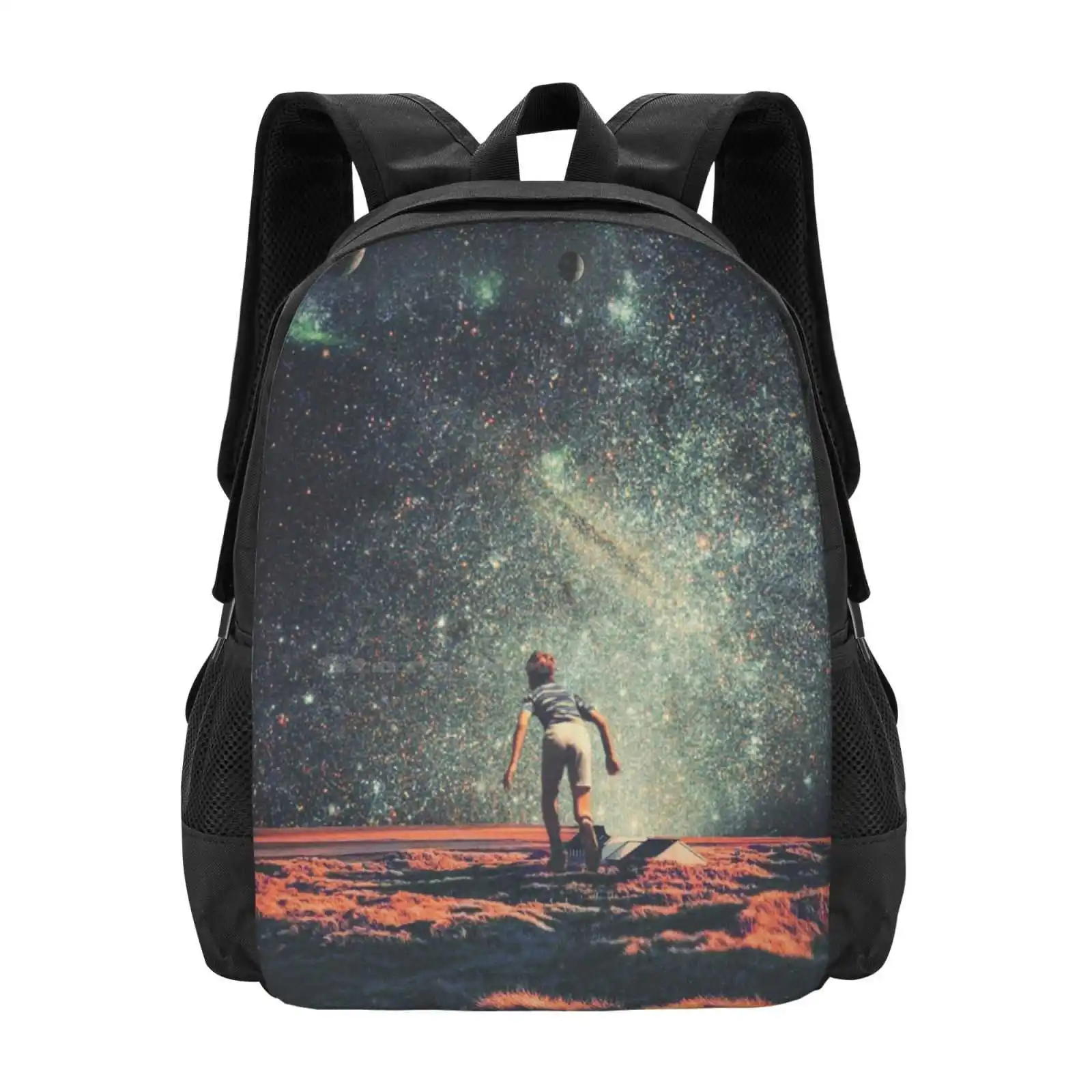

Рюкзак с ностальгией для студентов, школьный дорожный портфель для ноутбука, винтажный коллаж Фрэнка моли, поп-арт, космос, Вселенная, ретро будущее для детей