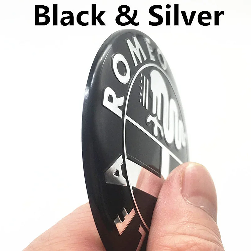 

2 шт. 74 мм 3D металлическая наклейка, аксессуары для стайлинга автомобилей для Alfa Romeo, передняя решетка капота, задний багажник, средняя эмблема, значок логотипа