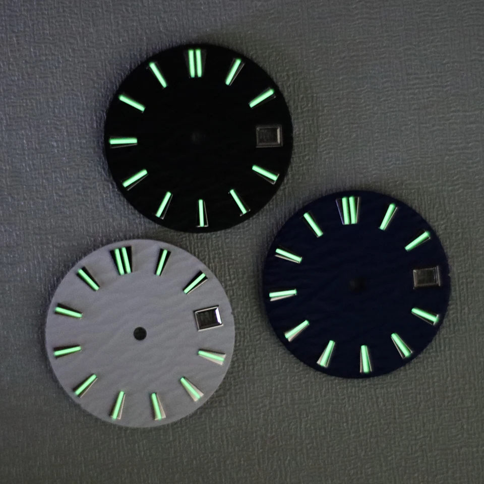 New NH35 dial wavy liner mechanical table dial modified DIY diving table pencils C3 strong green luminous dial