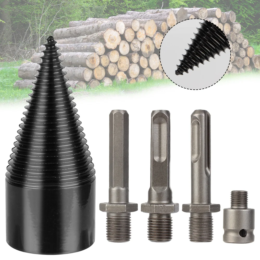 

Firewood Splitter Drill Bit Drilling Tool 42mm Round/Hex/Triangle Shank Wood Cone Reamer Punch Wood breaker