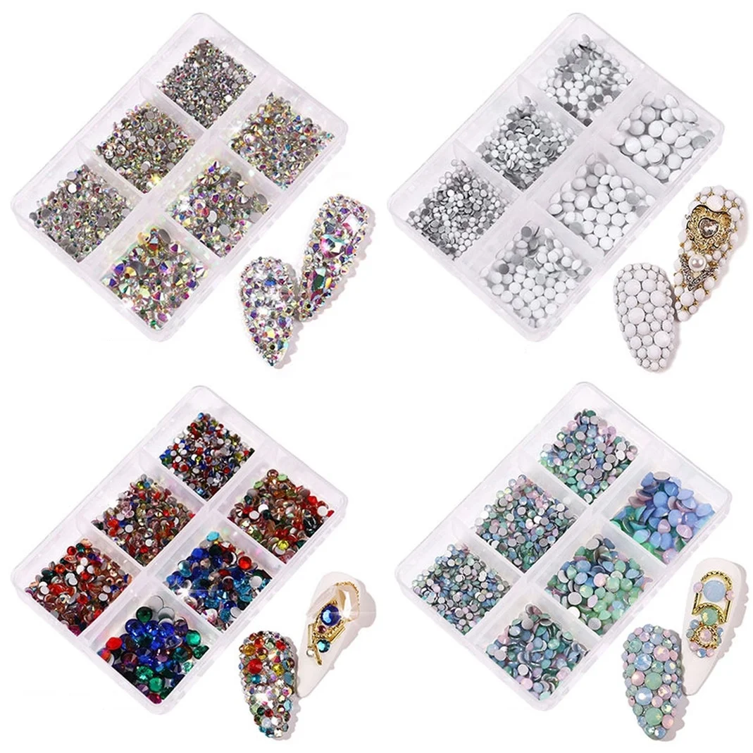 

1000Pcs Crystal AB Glass Rhinestones for Nails Non Hot Fix 3D Flatback Diamond Strass Gems Glitter Jewelry Nail Art Decorations