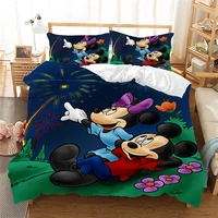 Disney Mickey Mouse Bedding Set Lovely Couple Queen King Size Bed Set Children Duvet Cover Pillow Cases Comforter Bedding Sets