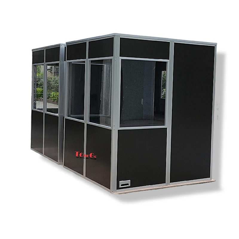

Portable two person full size black simultaneous soundproof interpreter booths for sale