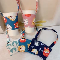 cute cartoon cup cover portable coffee cup bag cotton cloth cup cover for milk tea juice lovely odorless bottle cover custom