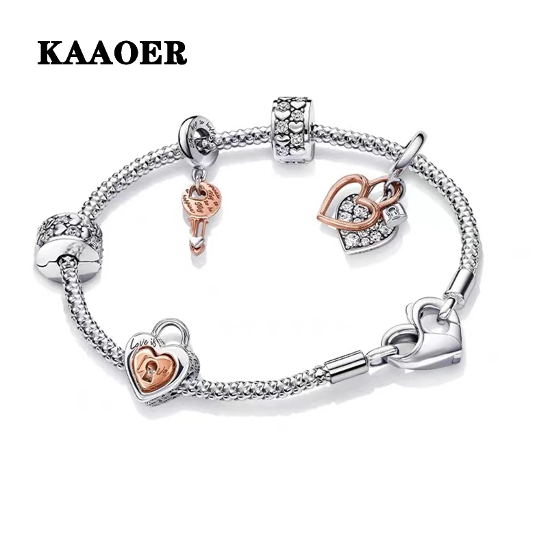 

KAAOER 2023 Silver Valentine's Day love lock head advanced gift delicate simple playful niche jewelry suitable for engagement