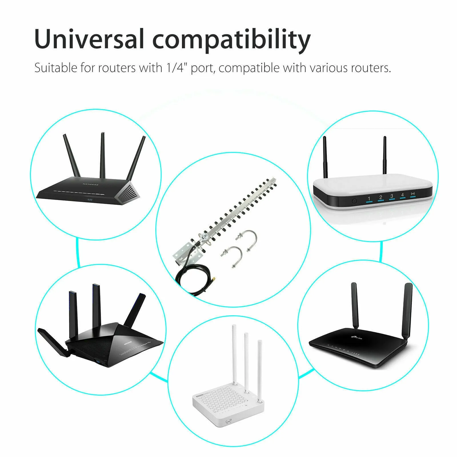

RP-SMA Outdoor Wireless Antenna And Installatinn Kit WiFi For Router 2.4GHz 25dBi Directional 2400--2500MHz Signal Accessories