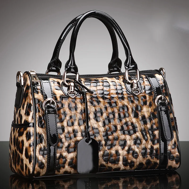 Luxury Women's Leather Handbag Business Fashion Leopard Women's Bag Premium Designer Women's Cowhide Handbag Shoulder Bag