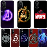 2022 marvel logo clear phone case for huawei honor 20 10 9 8a 7 5t x pro lite 5g black etui coque hoesjes comic fash design