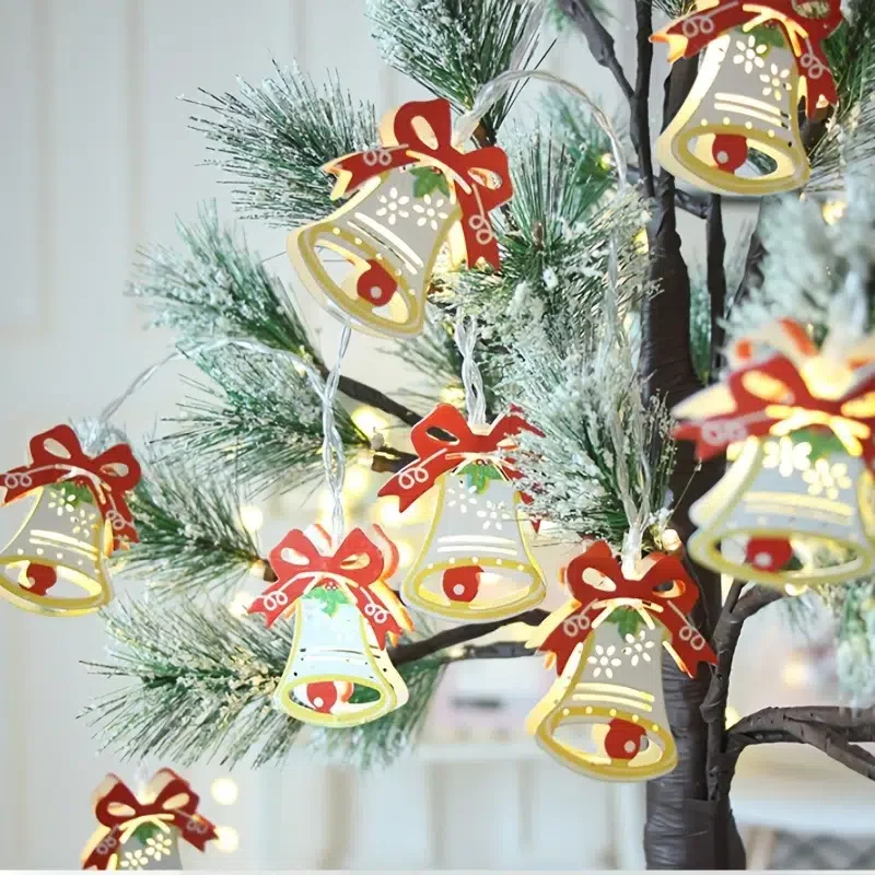 

HMTX 1pc, Festival Decoration For Home, Holiday Supplies, 10 Led Snowman Bell Christmas Decoration String Lights 59.05"