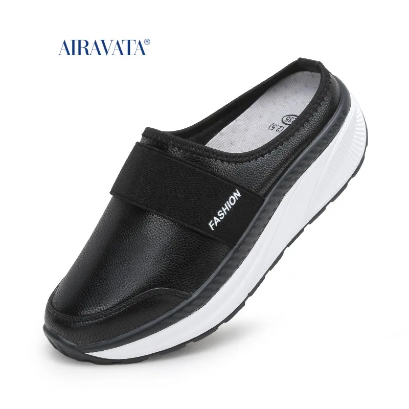 Slippers PU Women Shoes Waterproof Women Non-Slip Indoor Outdoor Cozy Home Autumn Thick Hee