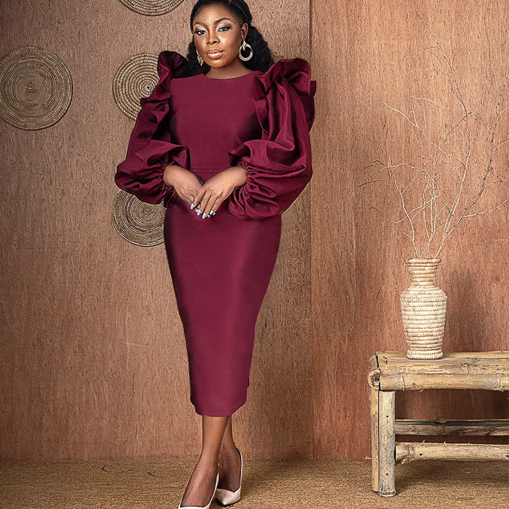 

African Dresses For Women Birthday Maxi Party Puff Sleeve Long Sleeves Christmas Elegant Event Africa Evening Coming Dresses