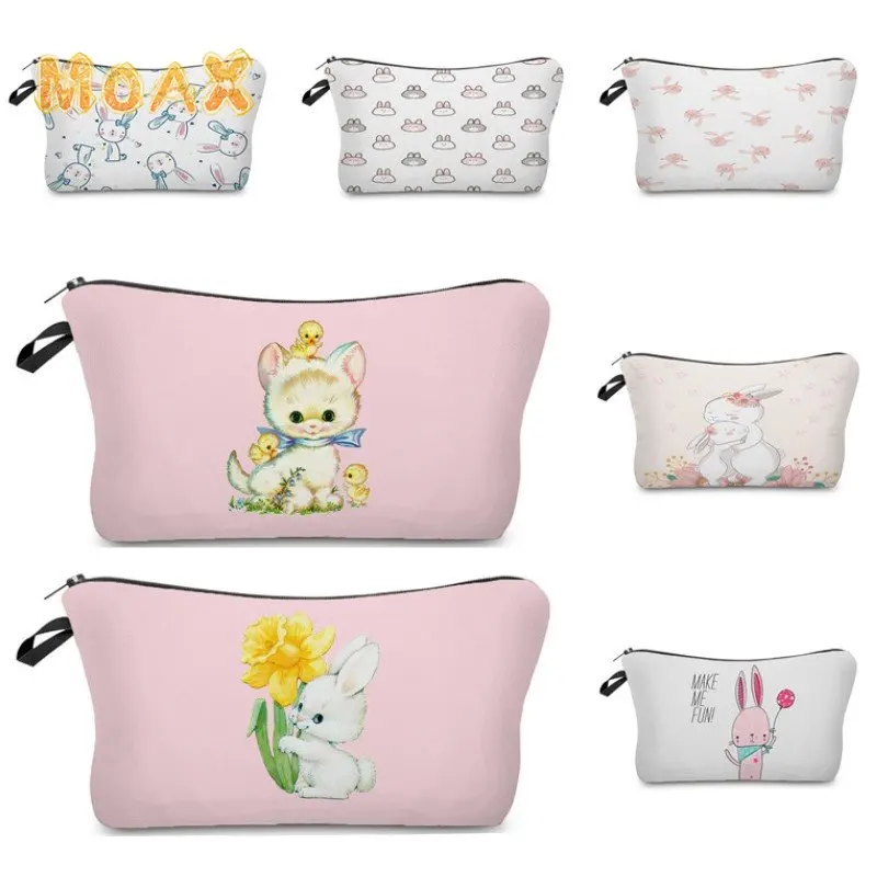 

Cartoon Rabbit Cosmetic Bag Women Cute Animal Makeup Bags Kids Small Purse Pencil Cases Ladies Travle Storage HandBag Clutches