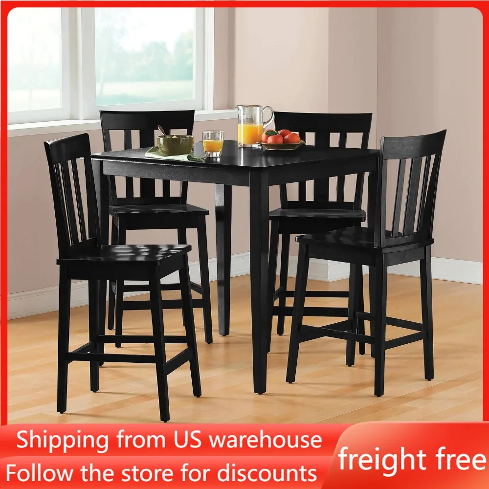 

Dining Table Set 5 Piece Counter Height Dining Set Black Color Including Table & 4 Chairs Home Furniture Free Shipping Room Sets